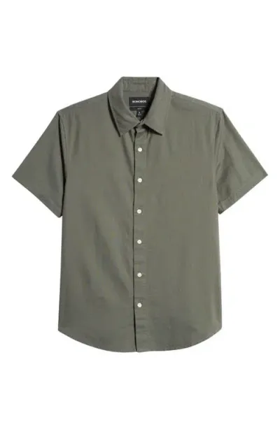 Bonobos Riviera Solid Short Sleeve Button-up Shirt In Solid Oxford Green