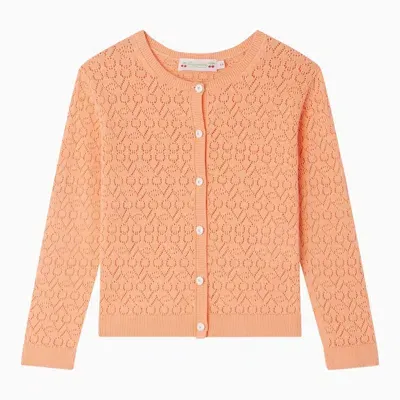 Bonpoint Apricot-coloured Cardigan In Cotton In Orange