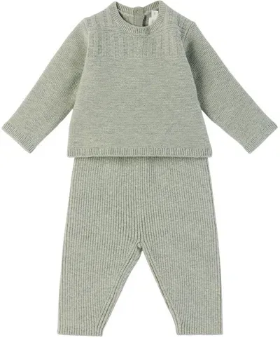 Bonpoint Baby Green Gavin Sweater & Leggings Set In 055 Tourterelle