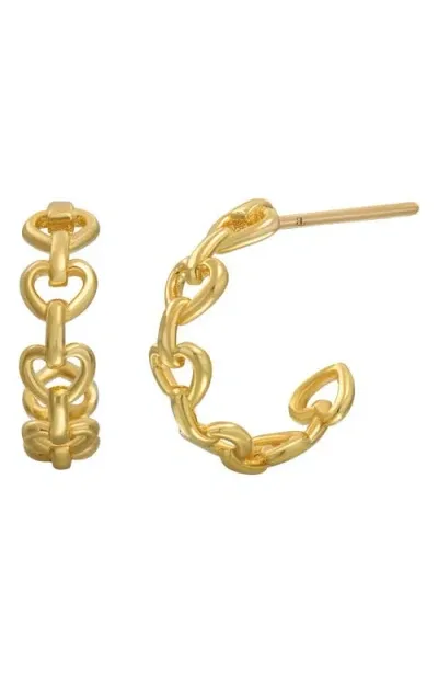 Bony Levy 14k Gold Heart Chain Hoop Earrings In 14k Yellow Gold