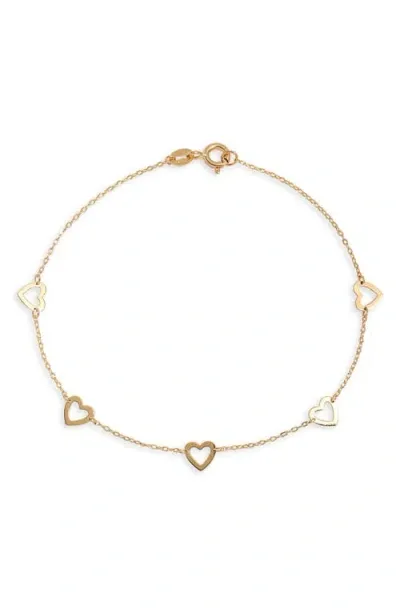 Bony Levy 14k Gold Open Heart Station Bracelet