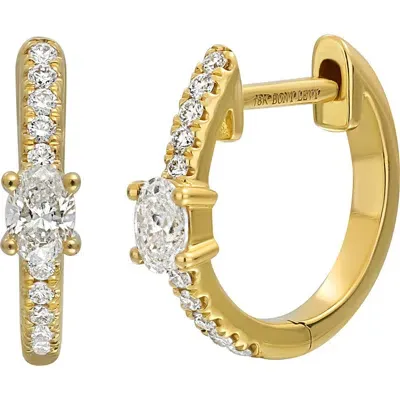 Bony Levy Audrey Oval & Round Diamond Huggie Hoop Earrings In 18k Yellow Gold