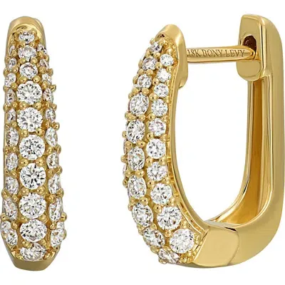 Bony Levy Diamond Huggie Hoop Earrings In 18k Yellow Gold