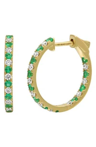 Bony Levy El Mar Diamond Hoop Earrings In 18k Yellow Gold/emerald