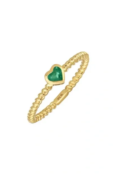 Bony Levy El Mar Emerald Heart Ring In 18k Yellow Gold