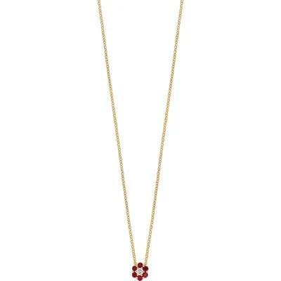 Bony Levy El Mar Gemstone & Diamond Flower Pendant Necklace In 18k Yg Ruby/diamond