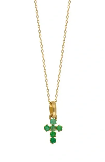 Bony Levy El Mar Gemstone Cross Pendant Necklace In 18k Yellow Gold Emerald