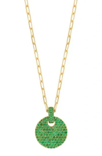 Bony Levy El Mar Gemstone Pavé Pendant Necklace In 18k Yellow Gold/emerald