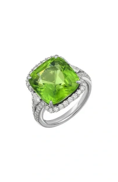 Bony Levy El Mar Iris Peridot & Diamond Statement Ring In 18k White Gold