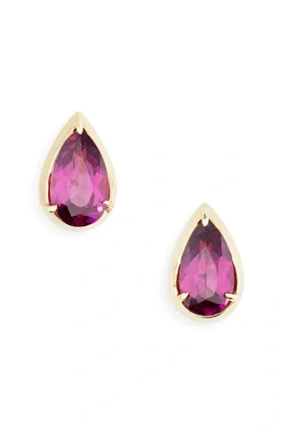 Bony Levy Garnet Teardrop Stud Earrings In Purple