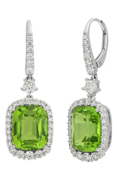 Bony Levy Iris Diamond & Peridot Drop Earrings In 18k White Gold