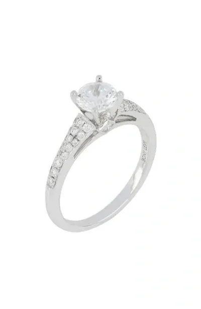 Bony Levy Pavé Diamond & Cubic Zirconia Four Prong Solitaire Ring In Metallic