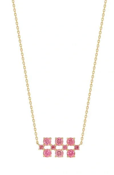 Bony Levy Blc Three Row Semiprecious Stone Pendant In 14k Yellow Gold Pink Topaz