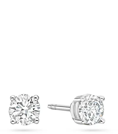 Boodles Platinum And Diamond Classic Stud Earrings In Silver