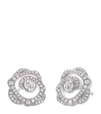 Boodles Platinum And Diamond Maymay Rose Earrings In White