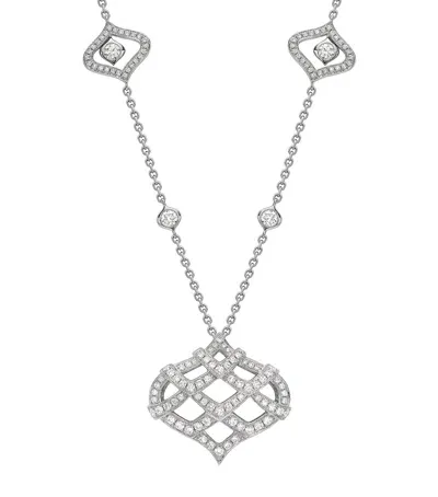 Boodles Platinum And Pavé Diamond Woodland Pendant Necklace In Metallic