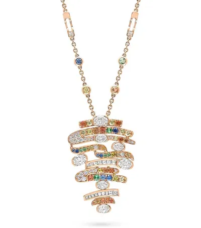 Boodles Rose Gold, Diamond, Sapphire And Tsavorite Play Of Light Pendant Necklace