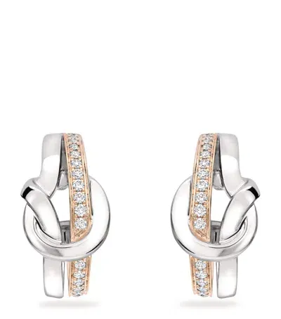 Boodles Rose, White Gold And Diamond The Knot Earrings In Metallic