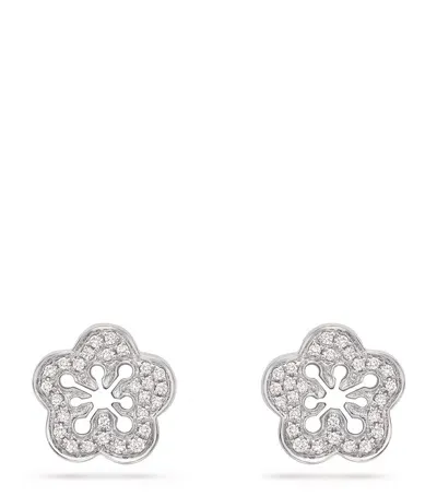 Boodles White Gold And Diamond Blossom Stud Earrings In Metallic