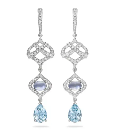 Boodles White Gold, Diamond And Aquamarine Woodland Drop Earrings