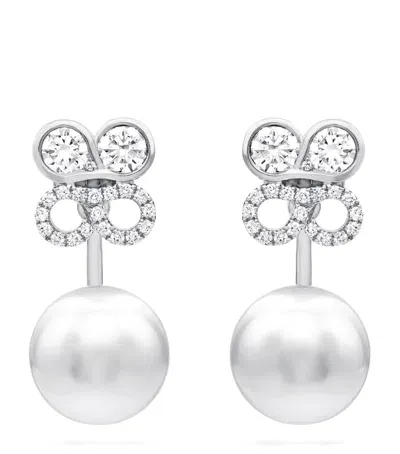 Boodles White Gold, Diamond And Pearl Be  Earrings In Metallic