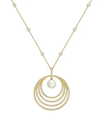 Boodles Yellow Gold, Diamond And Pearl Roulette Pendant Necklace