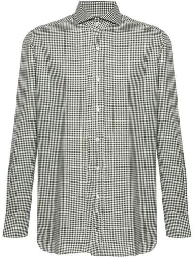 Borrelli Gingham-check Shirt In Green