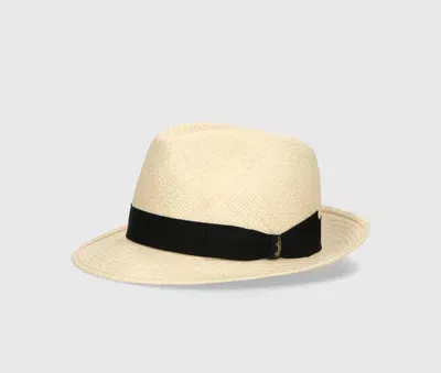 Borsalino Federico Panama Quito Medium Brim In Natural_black_hat_band