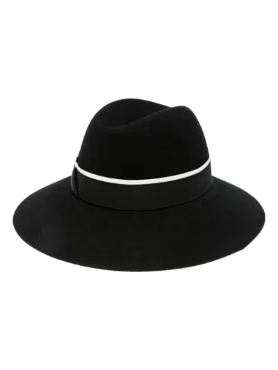 Borsalino Logo-ribbon Fedora In Black