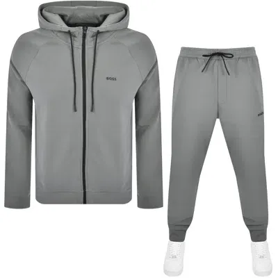 Boss Athleisure Boss Hooded Full Zip Tracksuit Set Grey