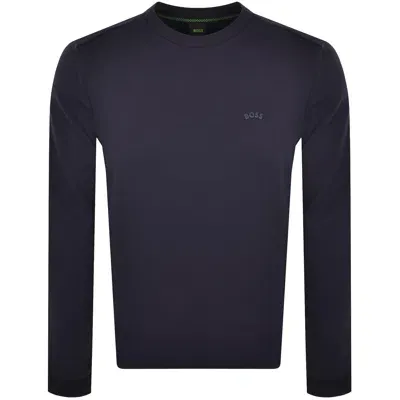 Boss Athleisure Boss Salbo Curved Crew Neck Sweatshirt Navy