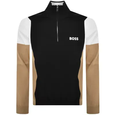 Boss Athleisure Boss Zelchior Quarter Zip Knit Jumper Black