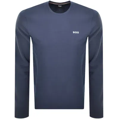 Boss Business Boss Lounge Long Sleeve Waffle T Shirt Blue