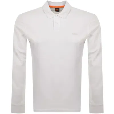 Boss Casual Boss Interlock Long Sleeved Polo T Shirt White