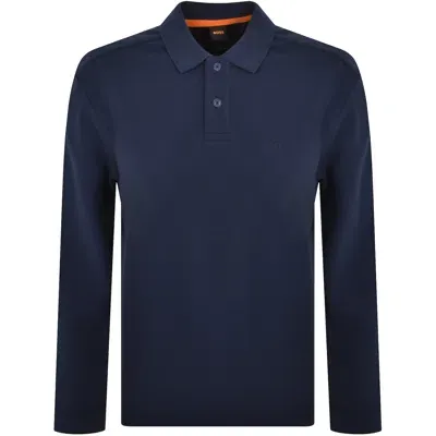 Boss Casual Boss Long Sleeved Polo T Shirt Navy