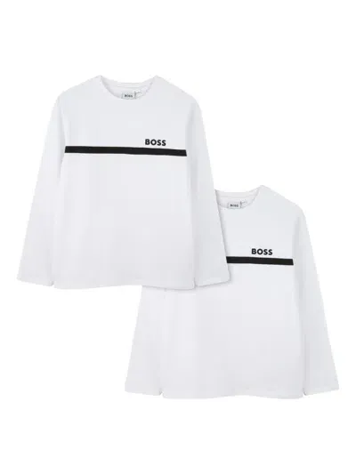 Bosswear Kids' Logo-print T-shirt (set Of Two) In White