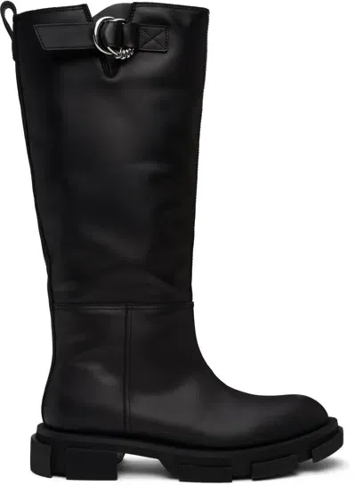 Both Black Gao Pierced Knee Boots