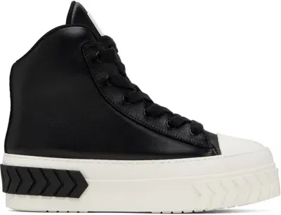 Both Black Tyres Platform Hi-top Padded Sneakers In Black / White