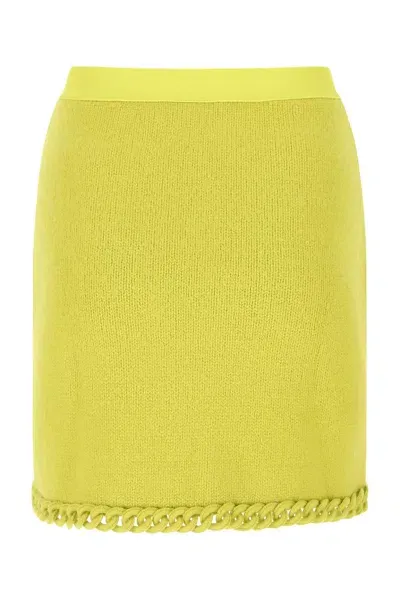 Bottega Veneta Acid Green Wool Mini Skirt In 7275