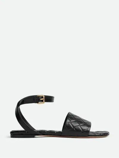 Bottega Veneta Amy Quilted Leather Ankle-strap Sandals In Black