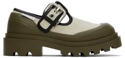 Bottega Veneta Beige & Khaki Trek Mary-jane Loafers In Natural-black-liana