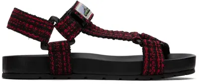 Bottega Veneta Black & Red Trip Sandals In 1162 Black Carmine