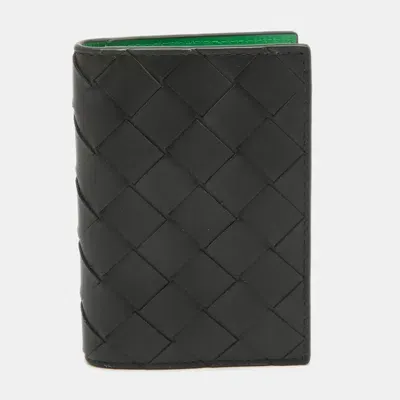 Pre-owned Bottega Veneta Black Intrecciato Leather Card Holder