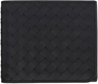 Bottega Veneta Black Intrecciato Piccolo Bi-fold Wallet In 8803 Black-silver