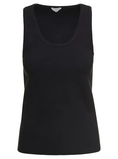 Bottega Veneta Black Ribbed Tank Top In Elasticated Cotton Woman