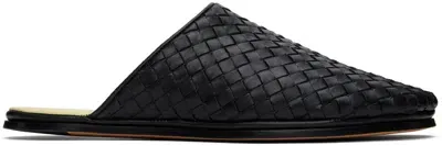 Bottega Veneta Black Sunday Slippers In 1185 Black Pineapple