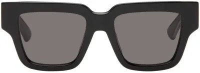 Bottega Veneta Black Tri-fold Square Sunglasses In Black-grey-grey