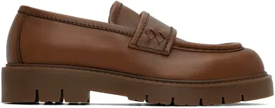 Bottega Veneta Brown Haddock Loafers In 2742 Light Wood