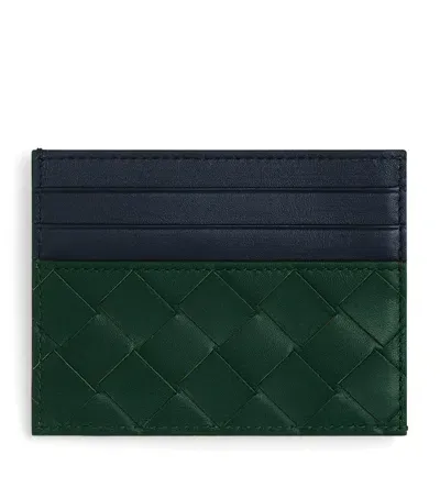 Bottega Veneta Calfskin Intrecciato Card Holder In Green