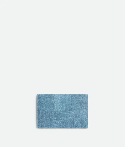 Bottega Veneta Cassette Credit Card Case In Blue Melange/ice